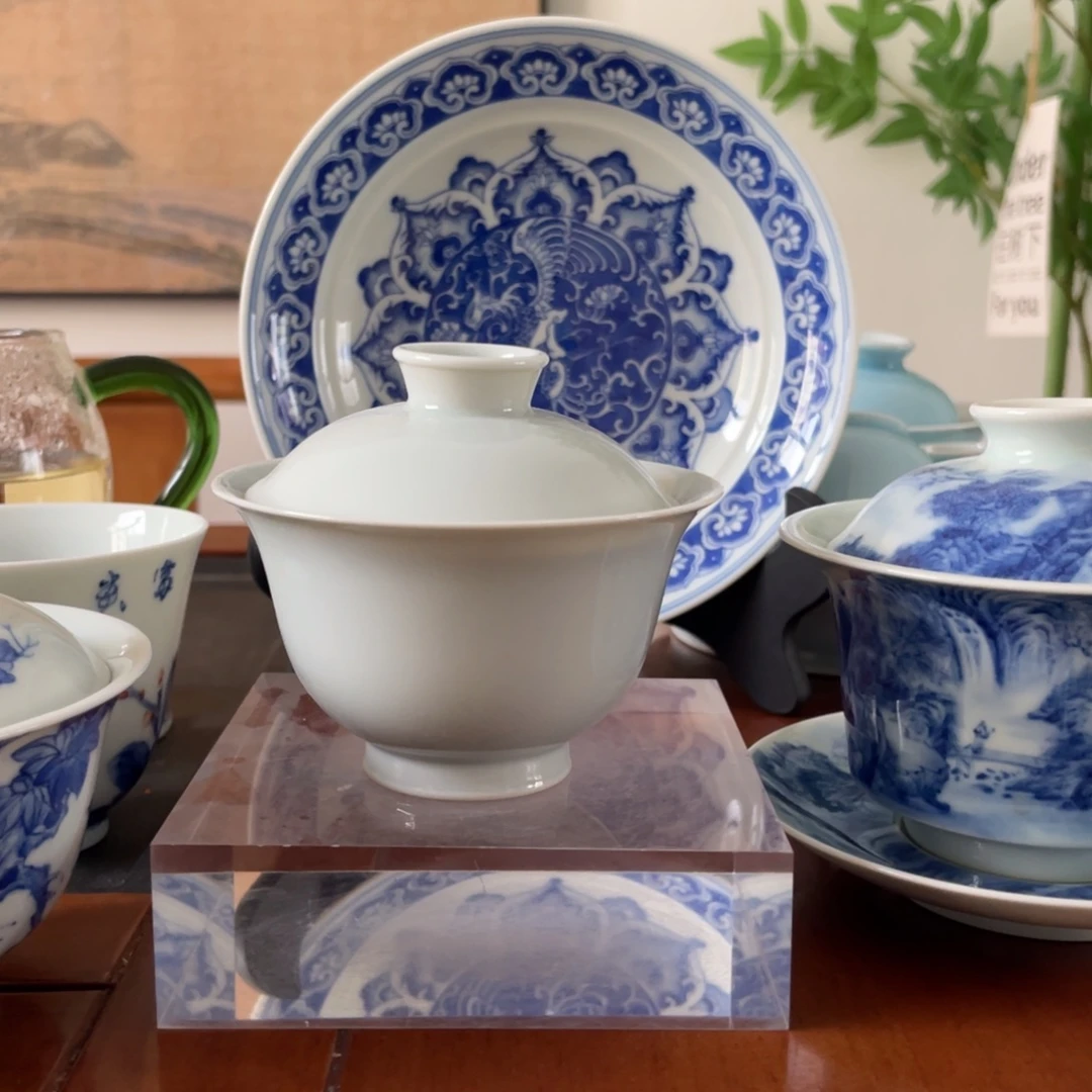 景德镇纯手工白胎盖碗盖碗