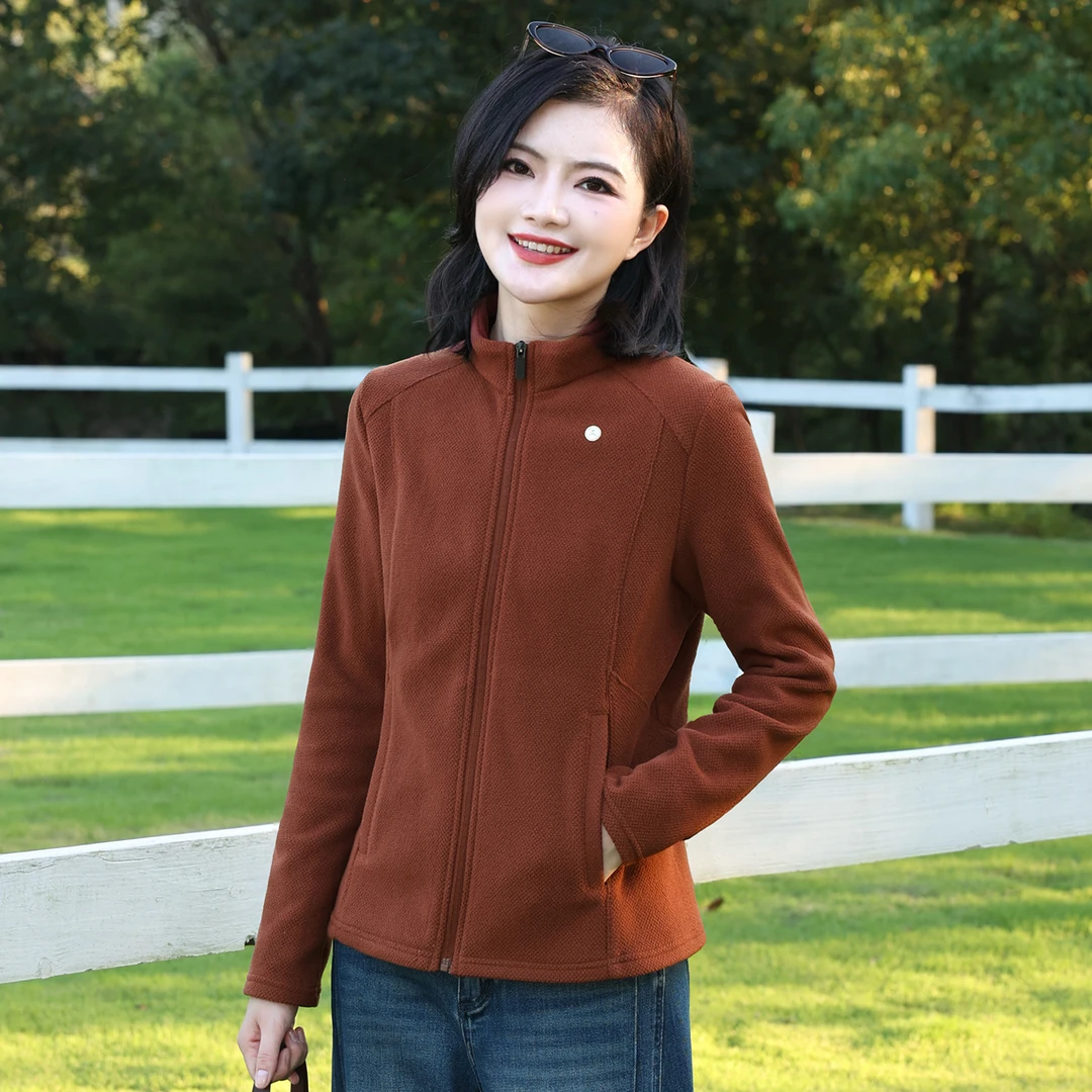 枫竺女装阿楠anan摇粒绒通勤百搭外套立领抓绒拉链女秋季休闲开衫