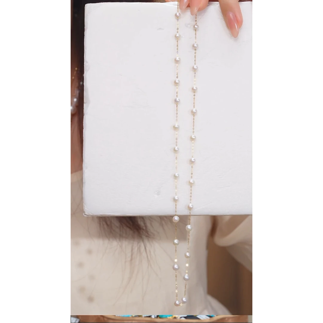 非遗好物分享18K金镶嵌淡水珍珠项链@@H2228