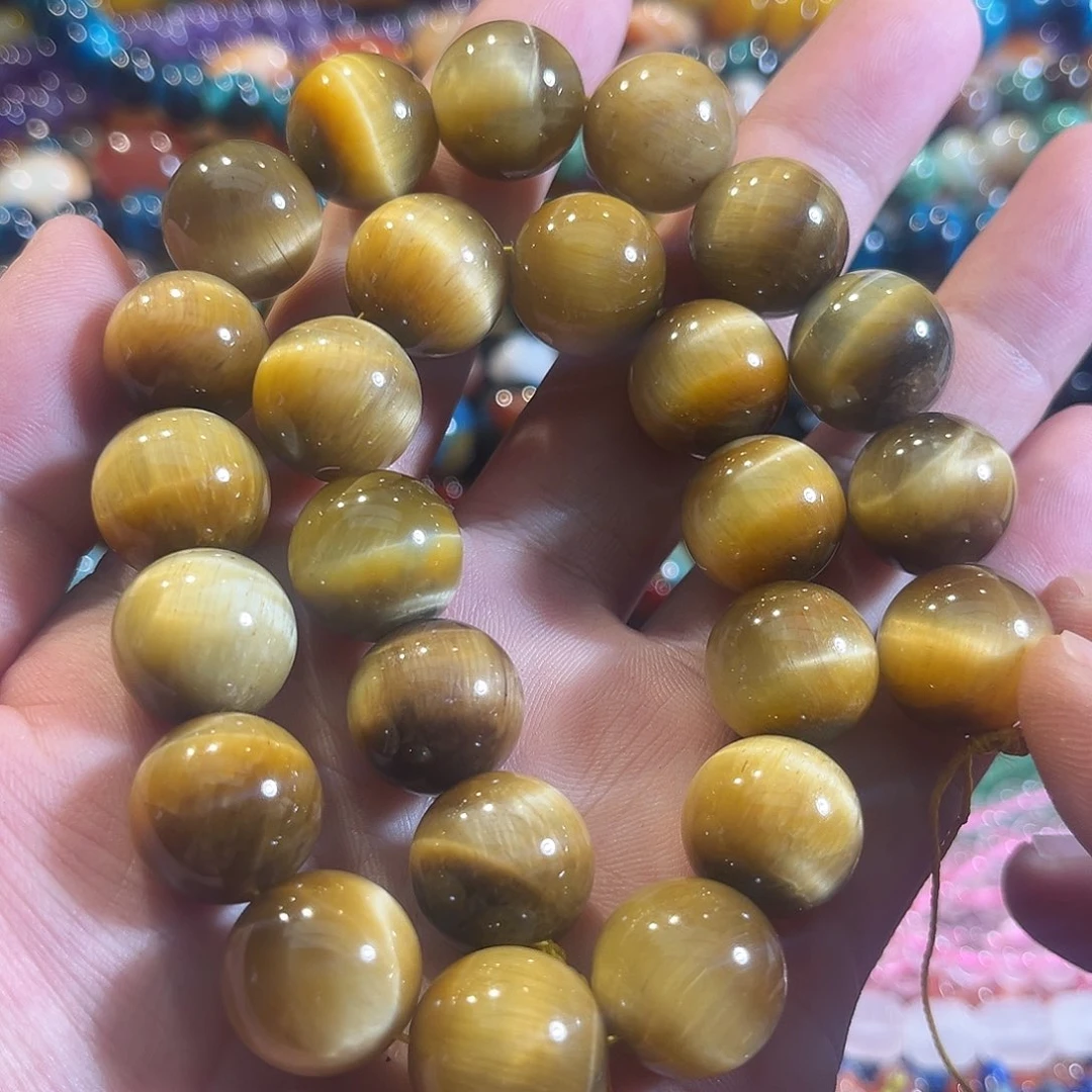 玛瑙/玉髓合金珠宝半成品金虎眼一条16mm
