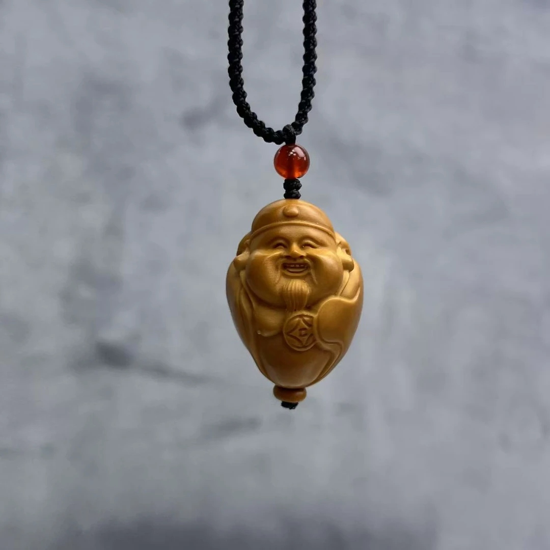 【云锦出品】橄榄核财爷爷吊坠橄榄核精雕