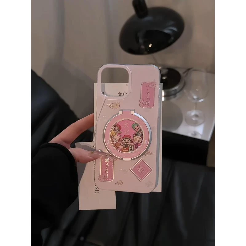 發財财神适用苹果16promax手机壳iPhone15羽纱imd华为p60小米oppo