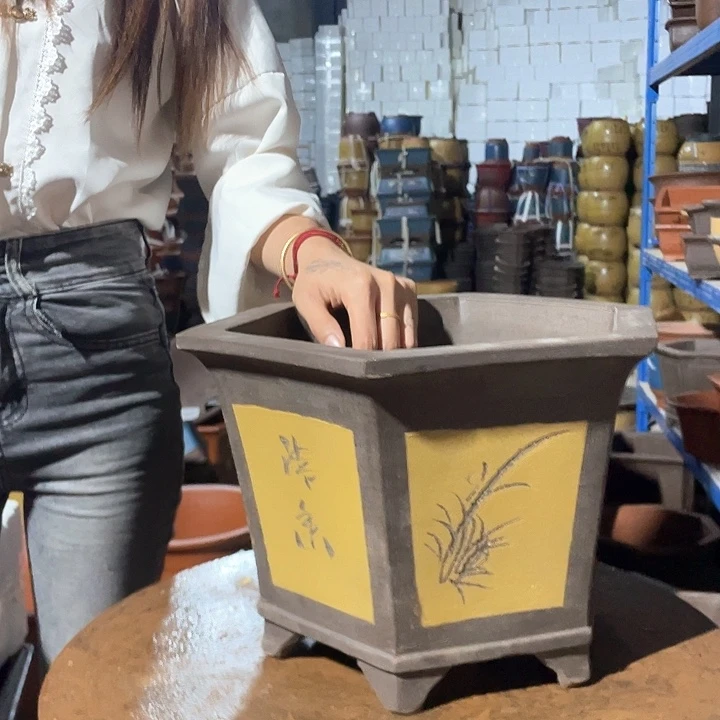 32黄色六方花盆花盆花盆花盆