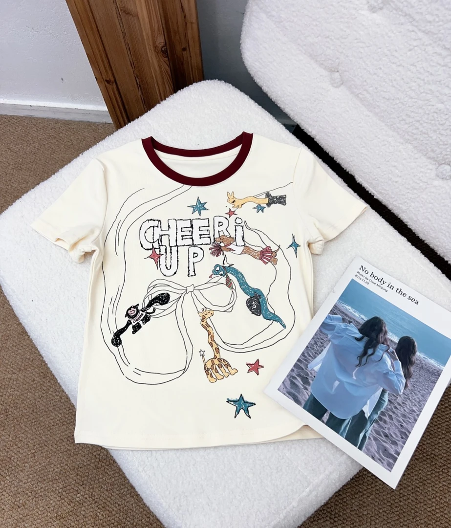 【JINJIN】2025夏季新款小众设计款T恤短袖（1057）NO退NO换