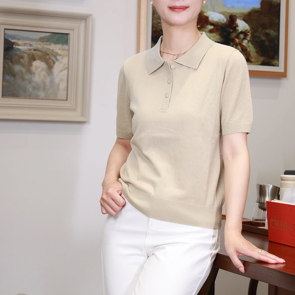 YANER/燕尔绁袢 女士秋季打底衫2025新款短袖POLO衫