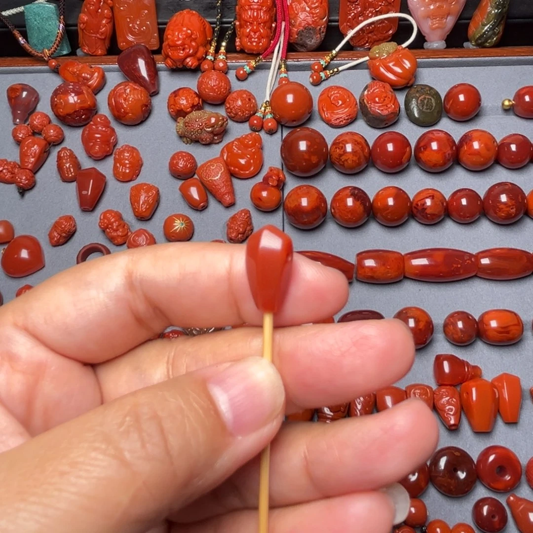 南红玛瑙配饰未镶嵌鲨鱼贝三通卡8.2mm