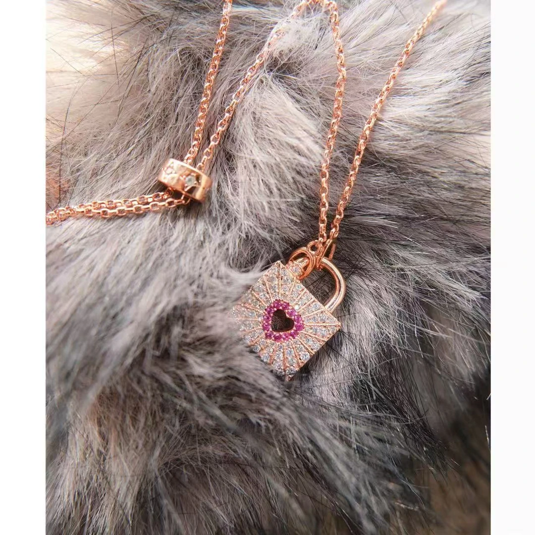 铜合金锆石项链 小众设计玫金色ins项链48486