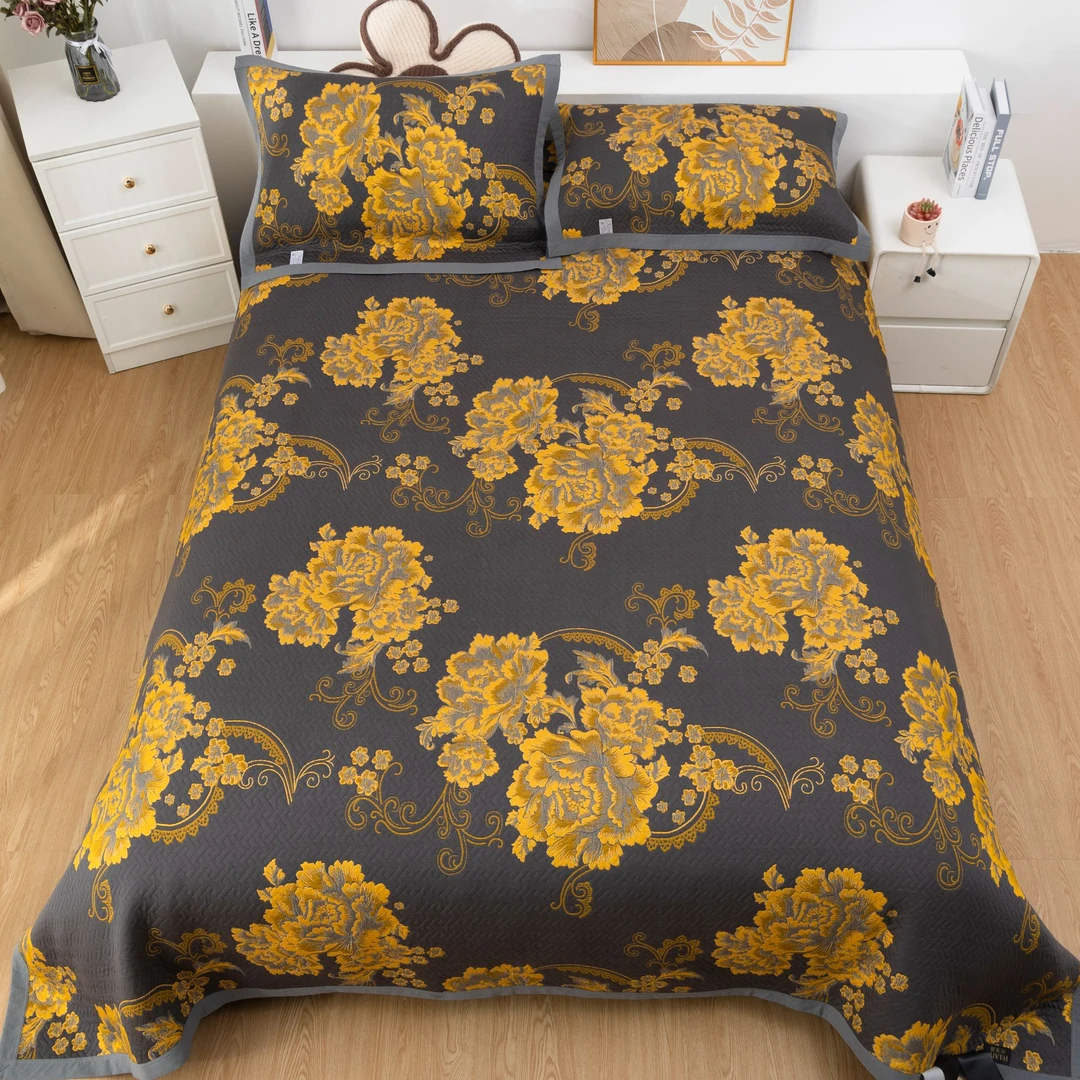 X【床盖-加大黑金牡丹-黑金】230*250cm轻奢多功能四季通用定制床盖