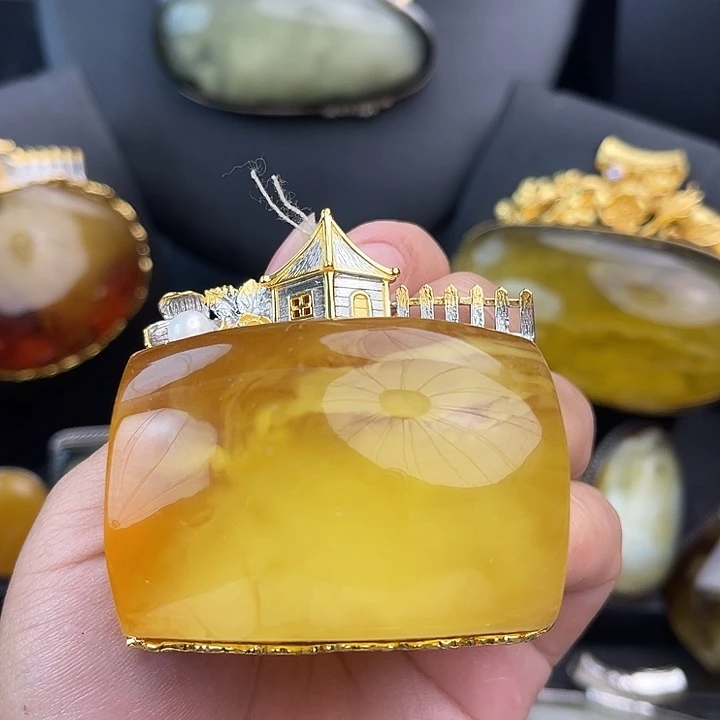 琥珀银S925镶嵌裸石