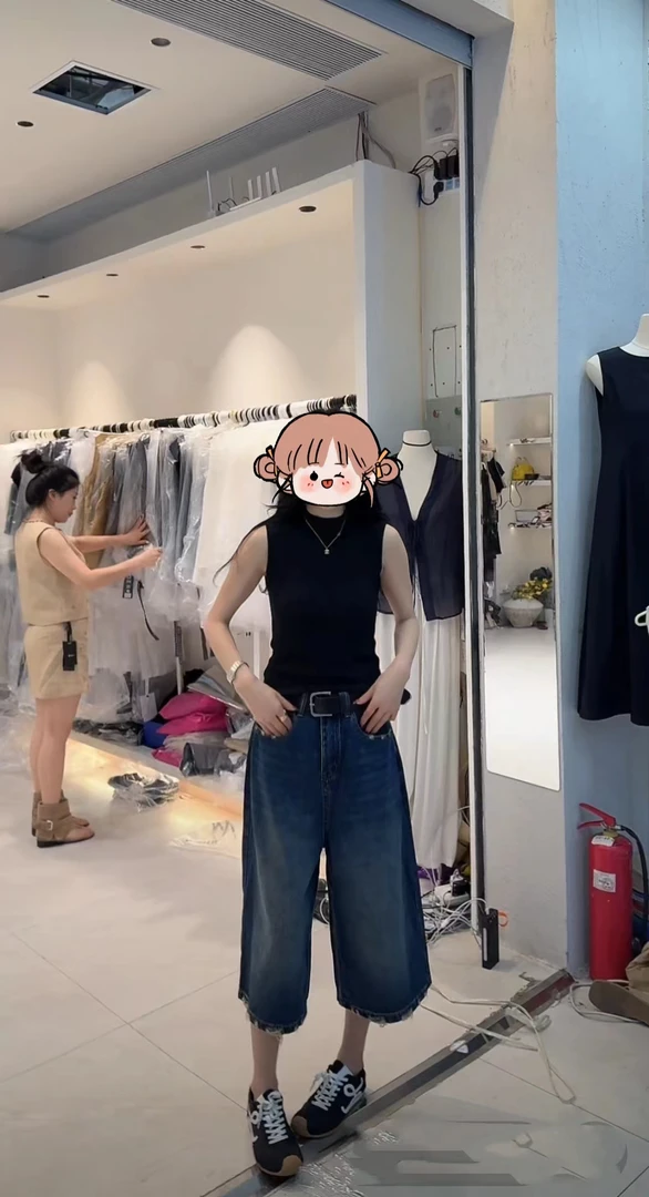 M.Duo【8032】2025夏季时尚百搭显瘦直筒八分牛仔裤