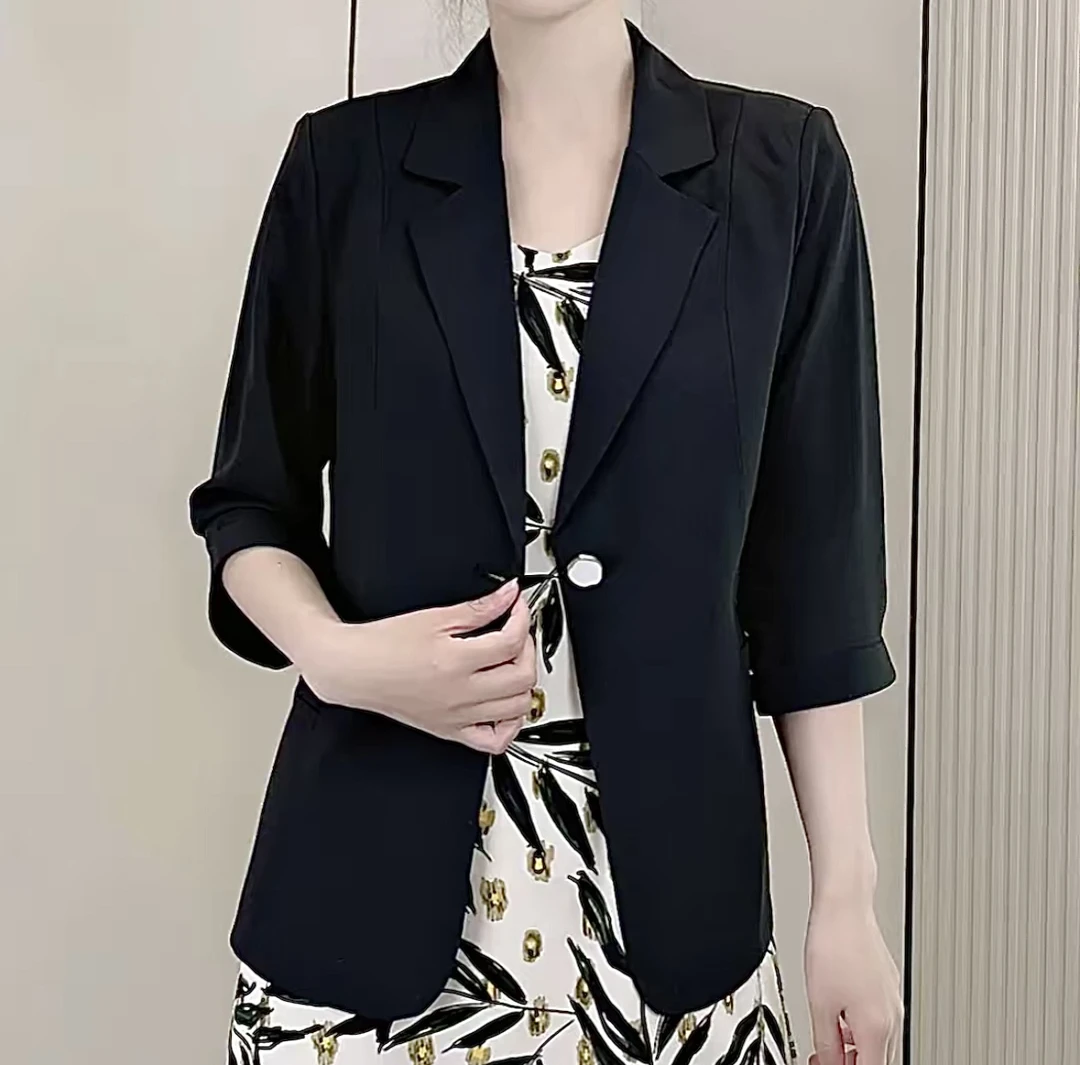 【2208】新款西装简约防晒韩版西装时尚显瘦百搭薄款七分袖西服外套