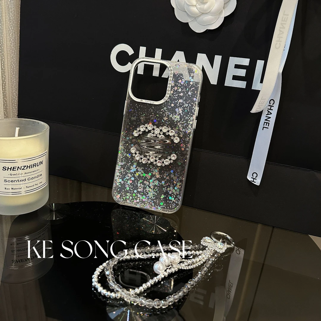 潮牌亮片全包壳适用苹果16promax网红壳15pro创意14防摔13ins透明