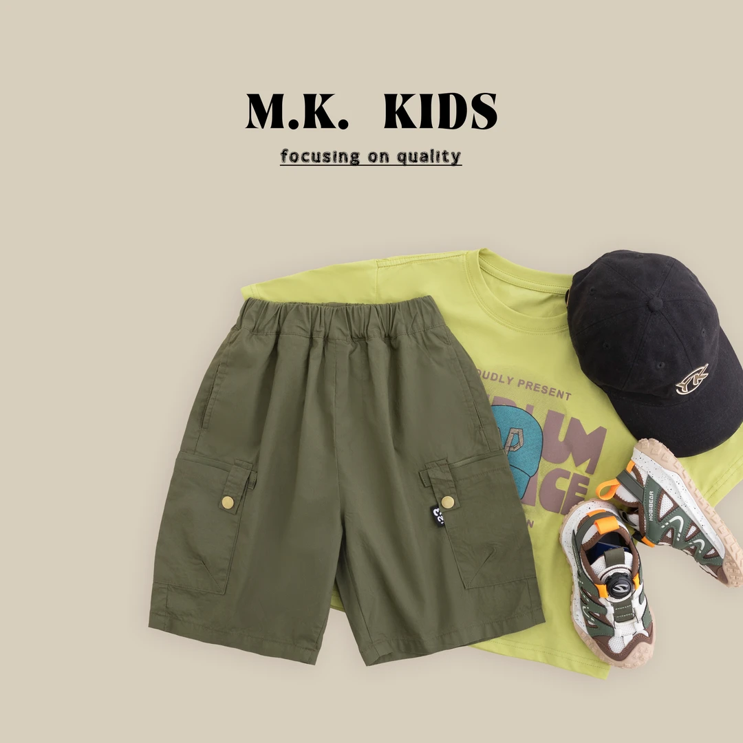 现货童装男童中大童儿童工装短裤夏季2024新款宽松纯棉XF80363