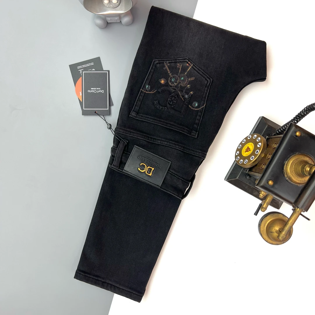 【97928-17】冬季加绒男士轻奢弹力休闲水洗牛仔百搭修身小直筒裤