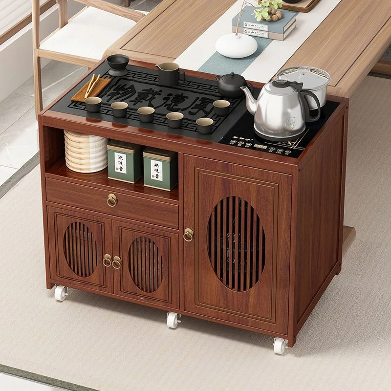 移动茶桌小茶台烧水壶一体家用茶水柜非实木茶车客厅茶几