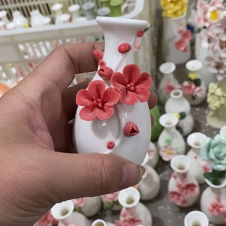 瓷片纯手工陶瓷花摆件瑕