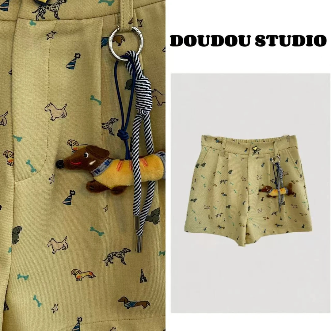 【兜兜】狗狗家族 春夏新款卡通彩绘休闲短裤 210338