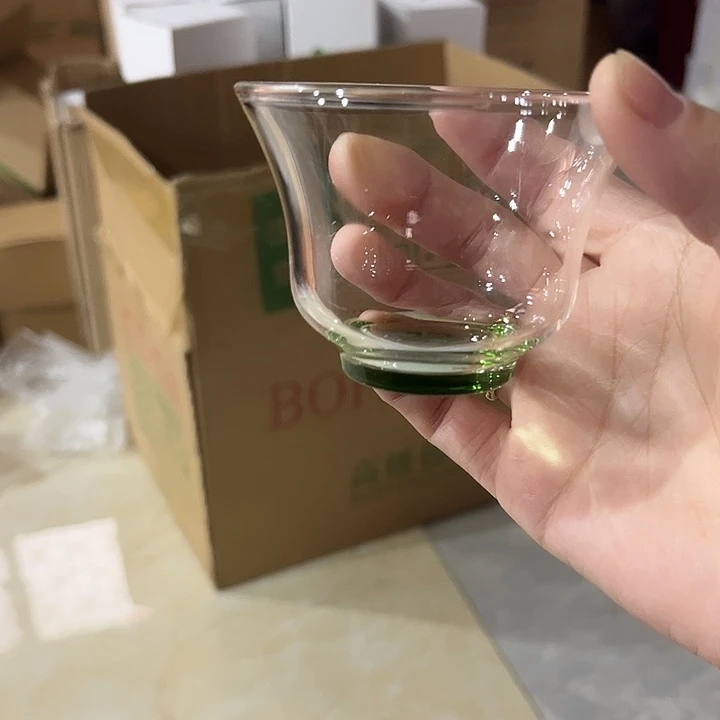 文***溪手工艺品琉璃清杯两个绿底