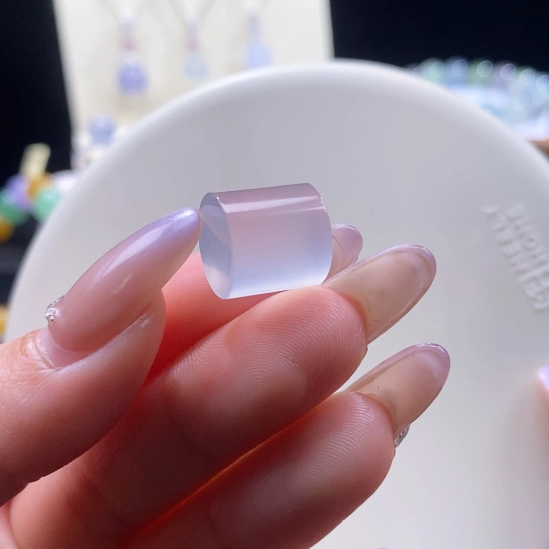 翡翠未镶嵌颈饰翡翠高冰白月光桶珠