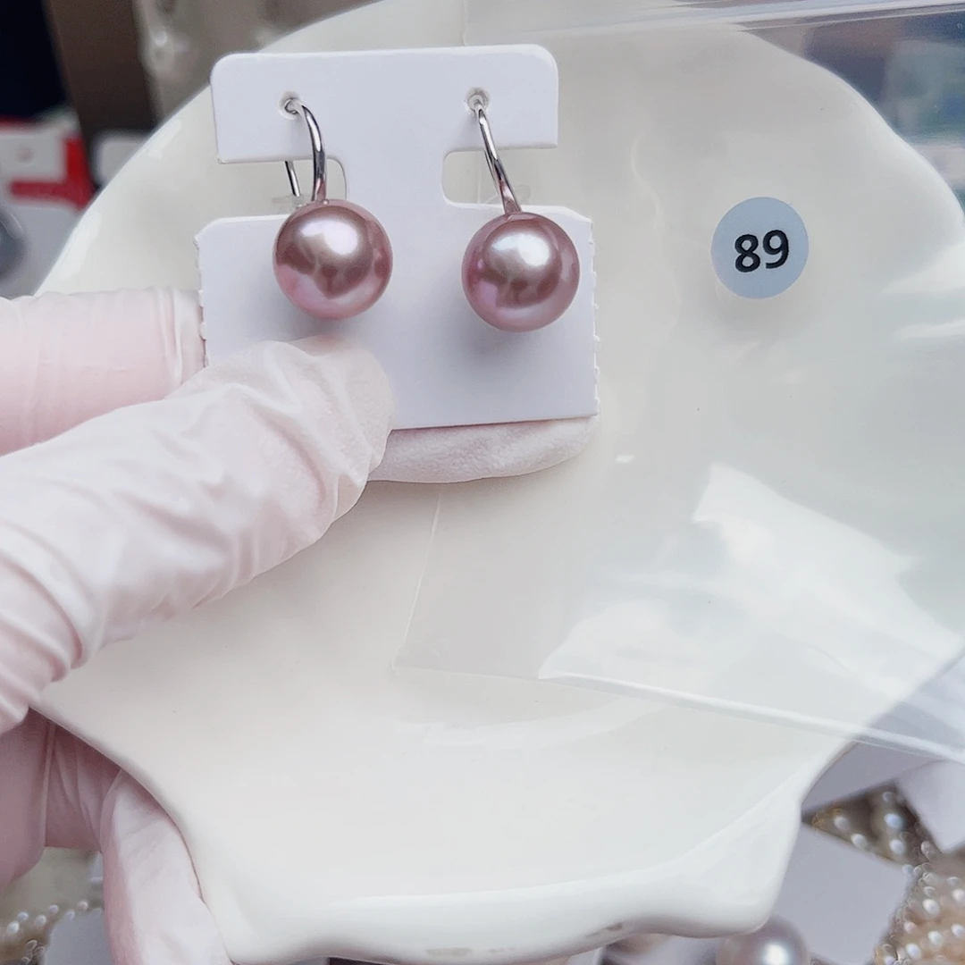 银S925镶嵌淡水珍珠耳饰