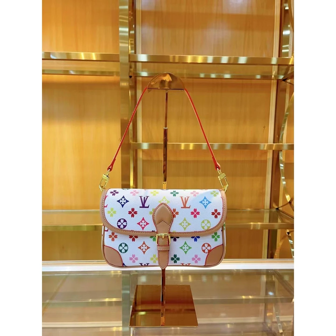香港品牌2025新款小众超火白三彩法棍包包轻奢流行潮流单肩斜挎包