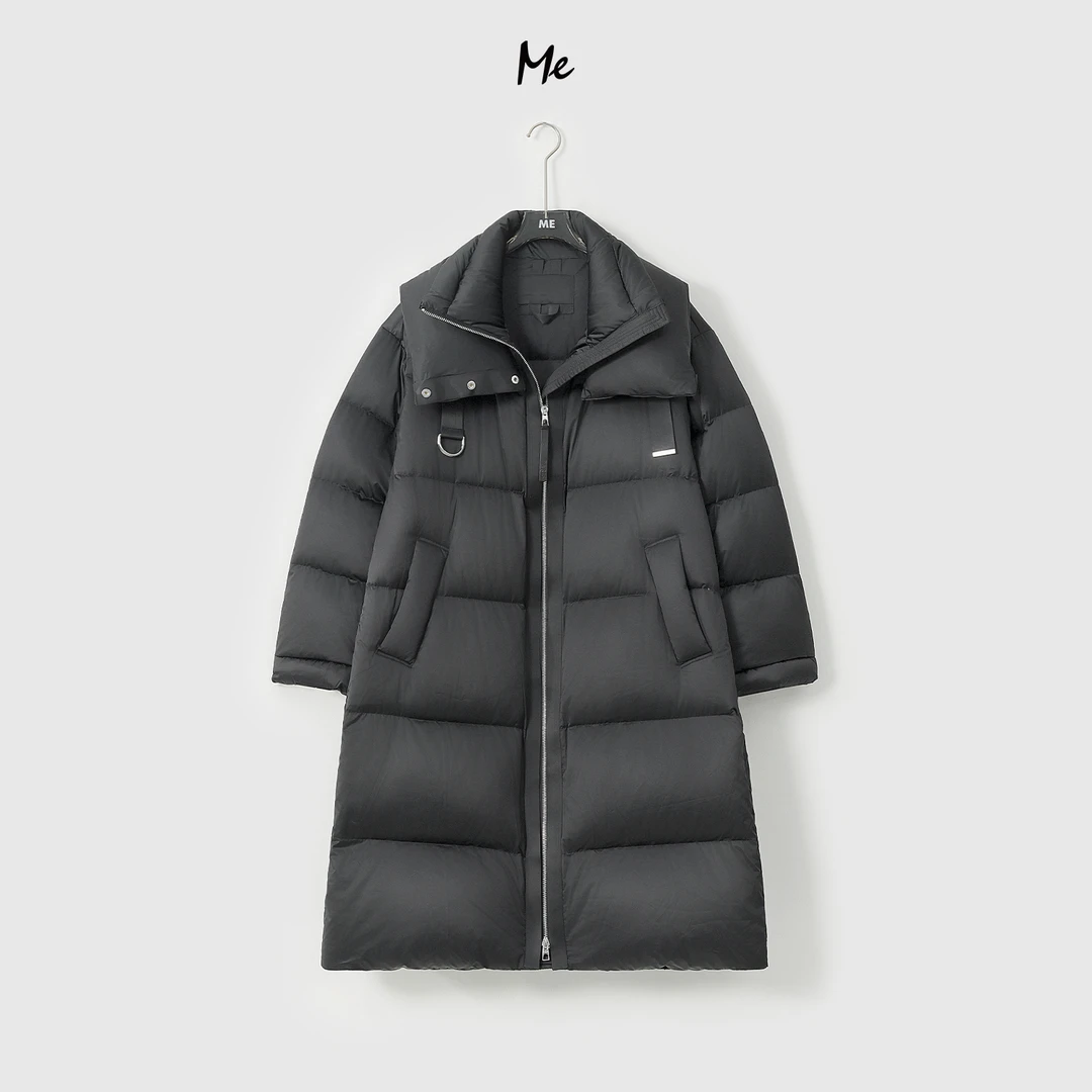 ME【小气泡长款鹅绒服】桑蚕丝混纺时尚白鹅绒保暖羽绒服MESA3518