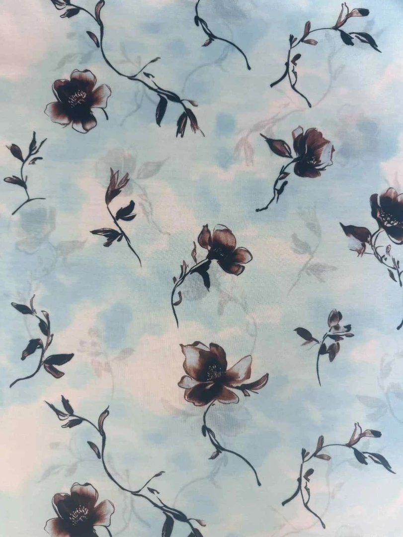 【春与绿】天空蓝黑花 天丝木兰棉 亲肤 柔软 透气 吸汗 天然纤维