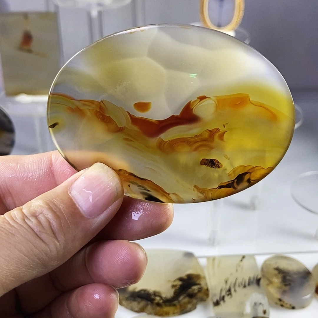 合成碳硅石非金属时尚图纹画面石饰品