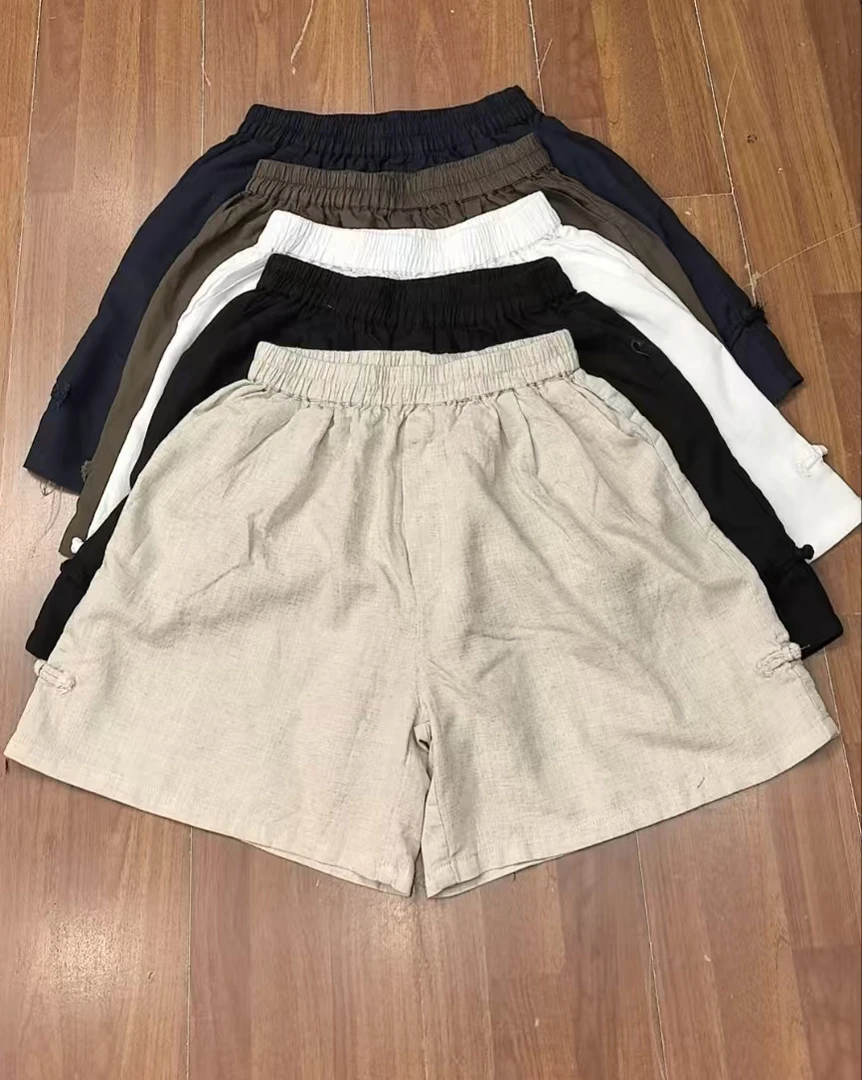 亚麻 盘扣短裤  214