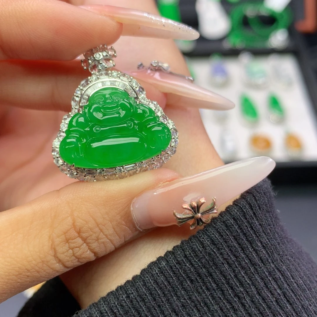 翡翠18K金镶嵌吊坠(不含链)