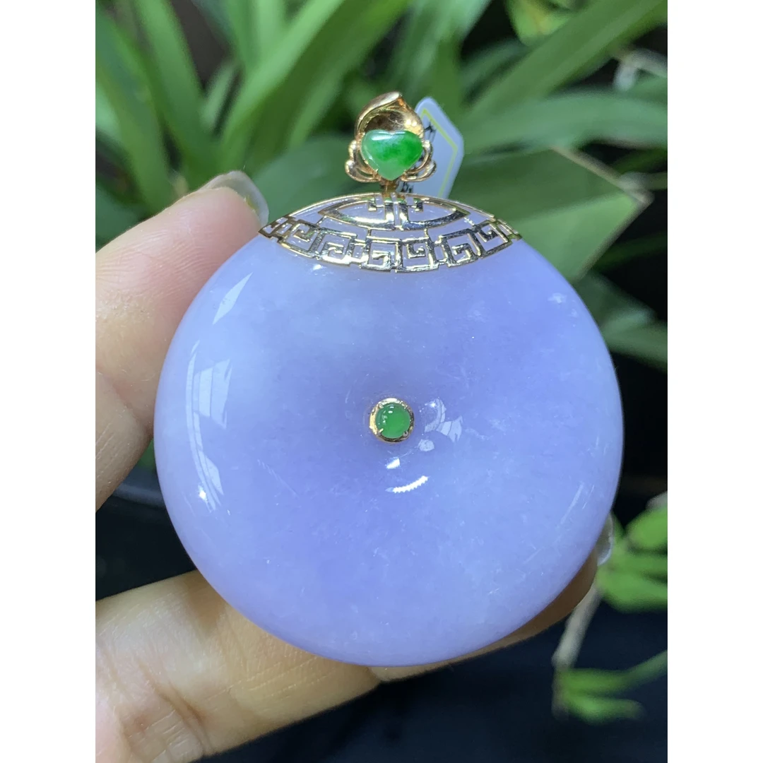 紫罗兰平安扣吊坠天然翡翠A货裸石：40.5*12.3mmXC2.27时尚百搭