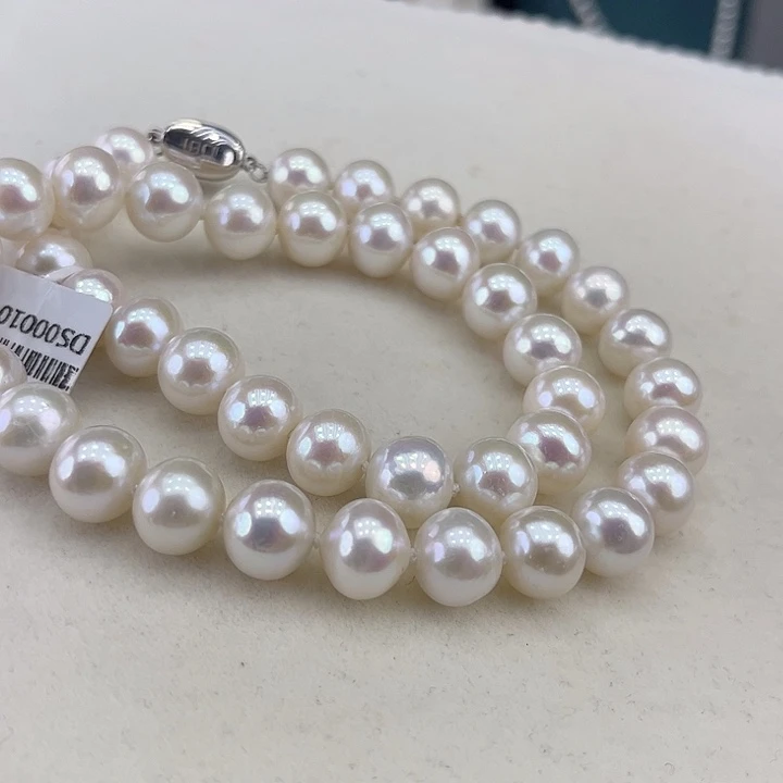 淡水珍珠银S925镶嵌颈饰10-11极光炫彩高品
