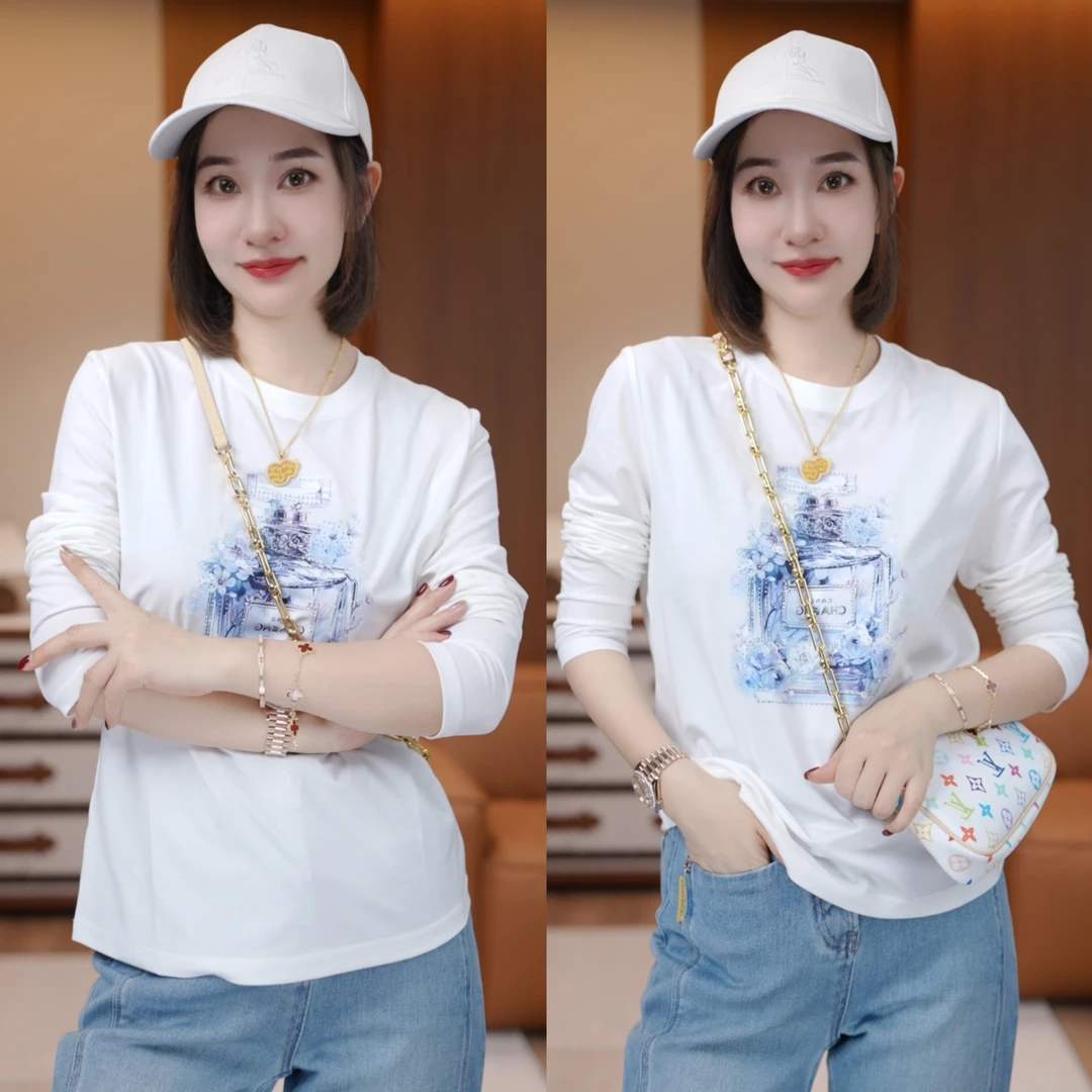 【香水瓶】早春定制桑蚕丝重工烫钻T恤上衣XY2517