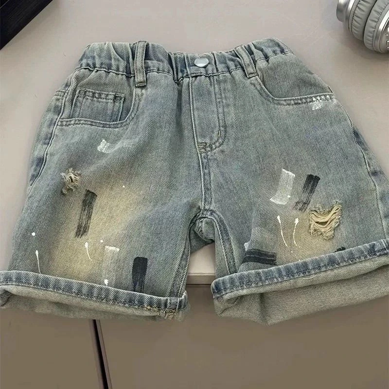 儿童韩版牛仔短裤夏季男童帅气休闲百搭薄款中裤小儿童五分裤潮酷
