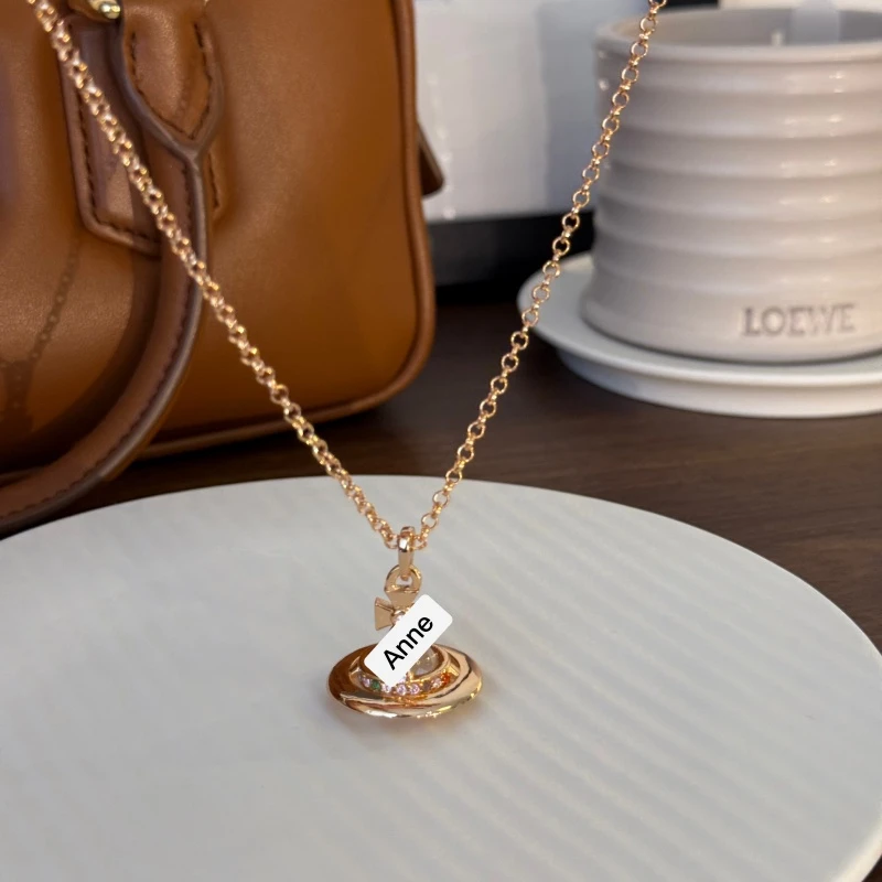 铜合金项链 小号玫瑰金色立体星球个性项链【X778】