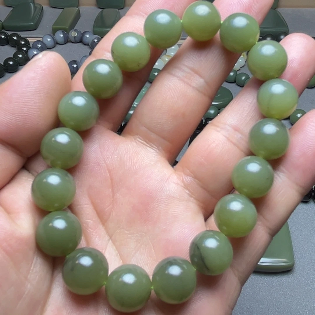 和田玉未镶嵌手链花土沟卡12