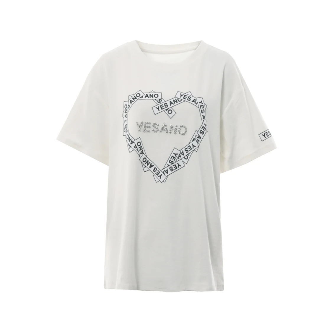 【 爱心Yes哒】圆领套头爱心字母T恤女W22AA392