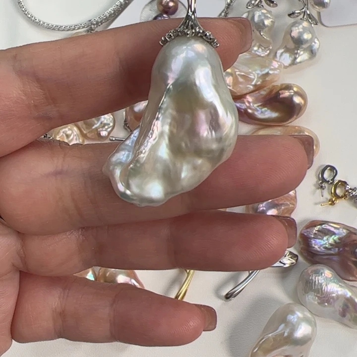 淡水珍珠吊坠(不含链)银S925镶嵌