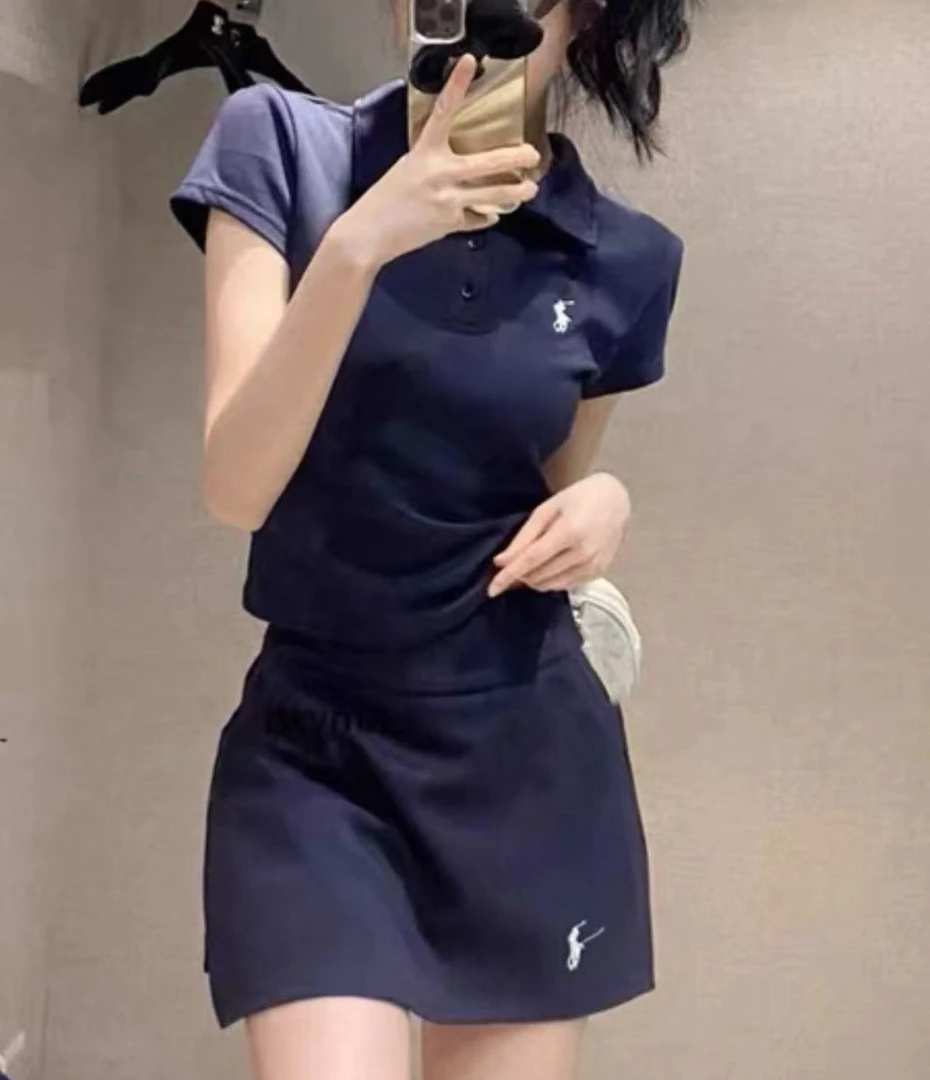 DALIANSU/大脸酥-4470  夏季设计感显瘦POLO领上衣+短裙两件套