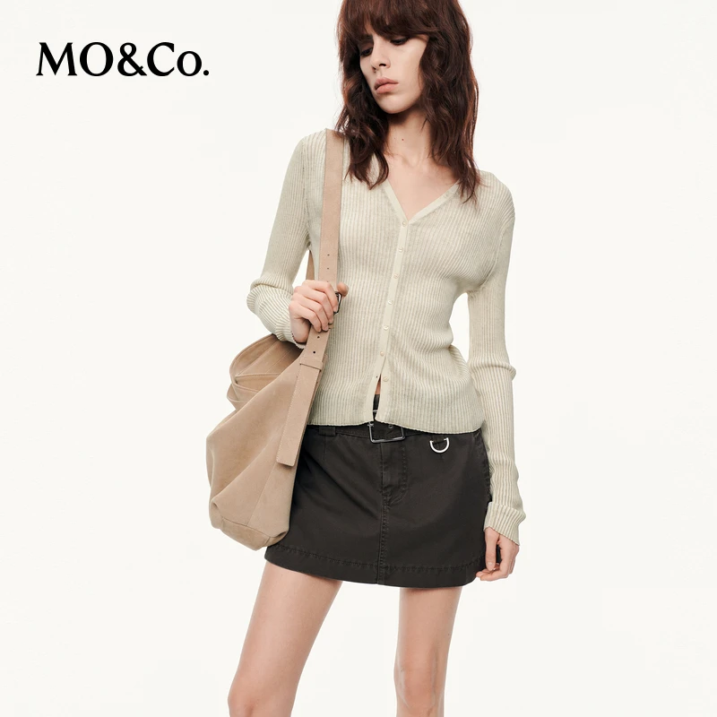 【流光风】MOCO针织开衫2025新品三醋酸棉炒色工艺修身MBE3CART15