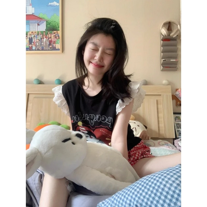 韩系卡通少女轻奢甜美卡通睡衣女款爆款2025新款蝴蝶结短裤套装