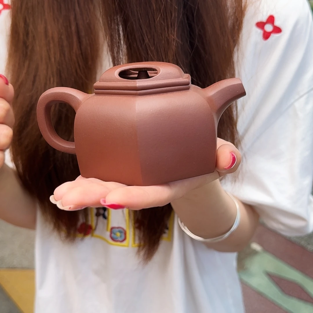 茶壶紫砂紫砂壶六方牛盖莲子300cc