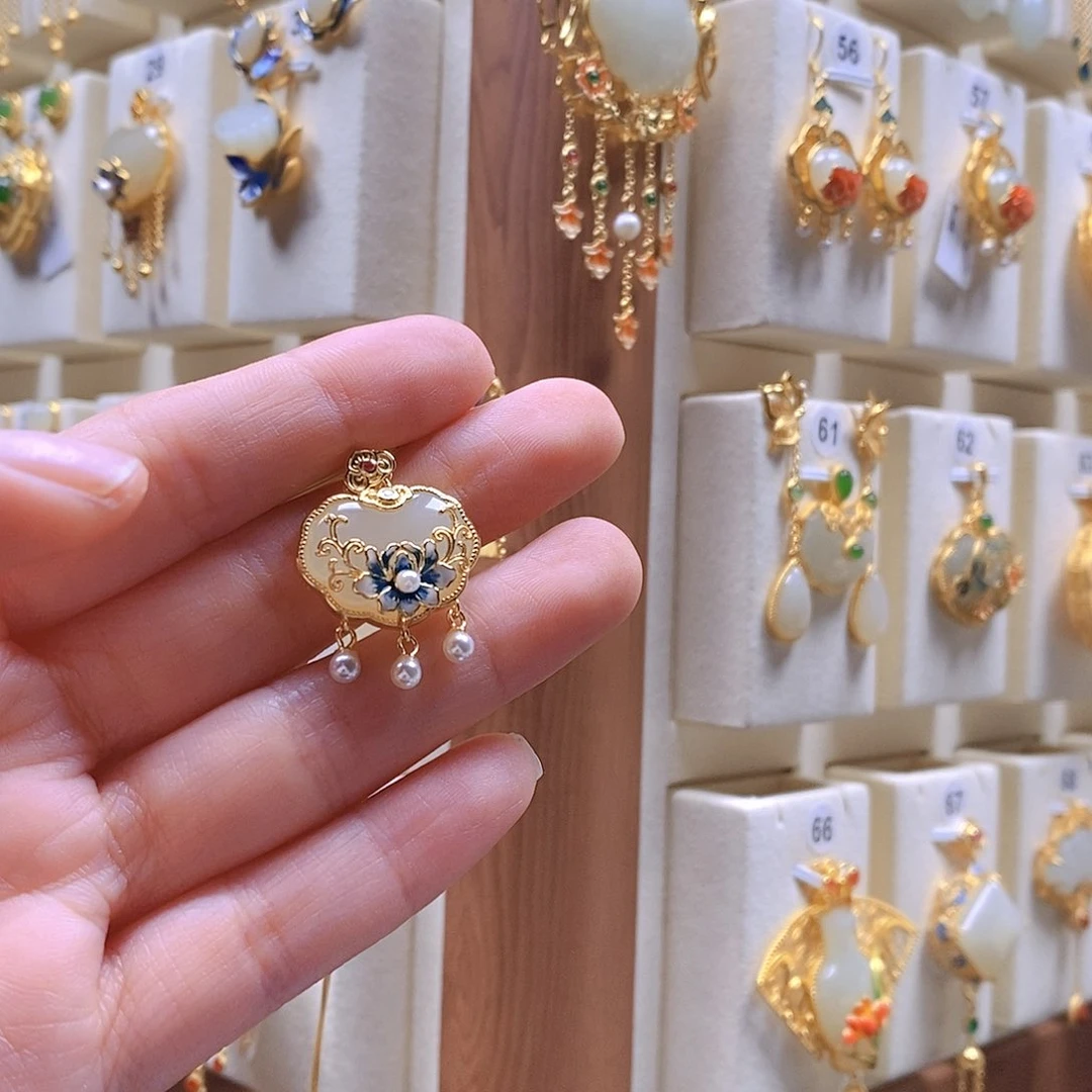 和田玉颈饰银S925镶嵌