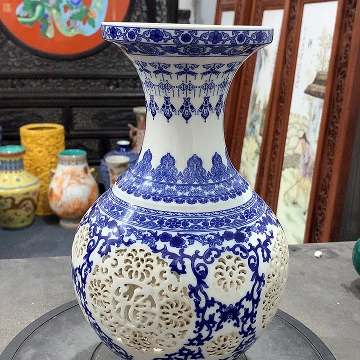 陶摆件清花陶瓷摆件