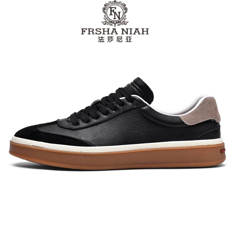 法莎尼亚品质休闲鞋舒适商务轻奢休闲皮鞋男款时尚百搭德训板鞋男