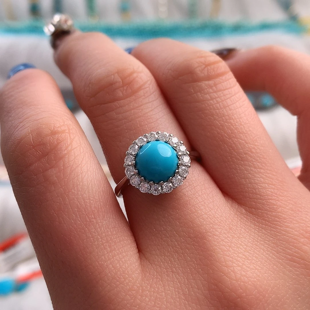 绿松石精品戒指银S925镶嵌