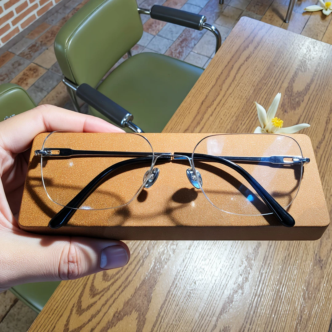 T131A商务男士无框钻石切边近视眼镜时尚复古超轻蓝光防辐射