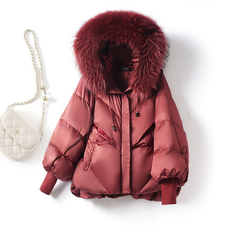 大毛领斗篷白鹅绒羽服女2025年冬款高级感连帽安格拉保暖抗寒外套