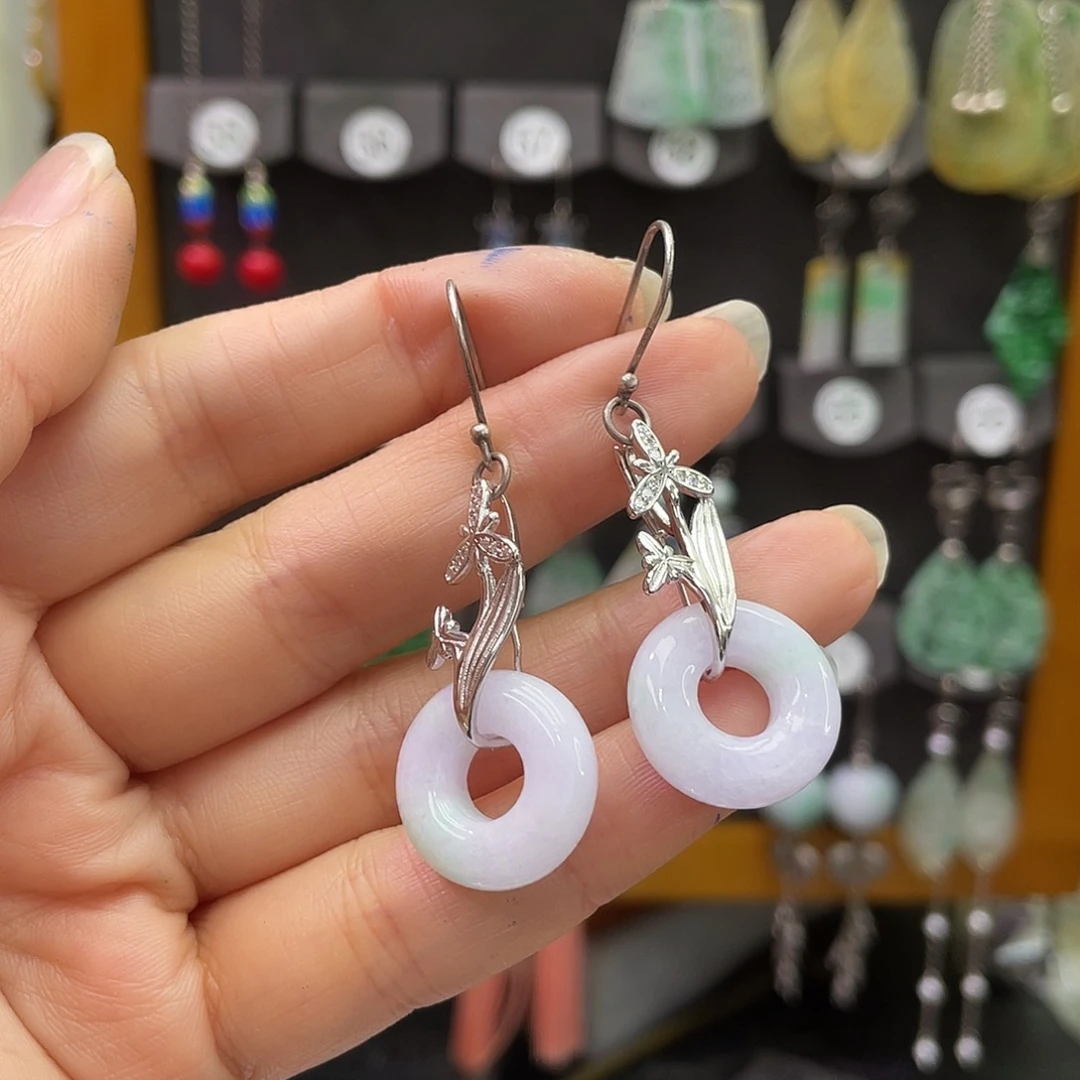 翡翠银S925镶嵌耳饰珍*035gbbgg