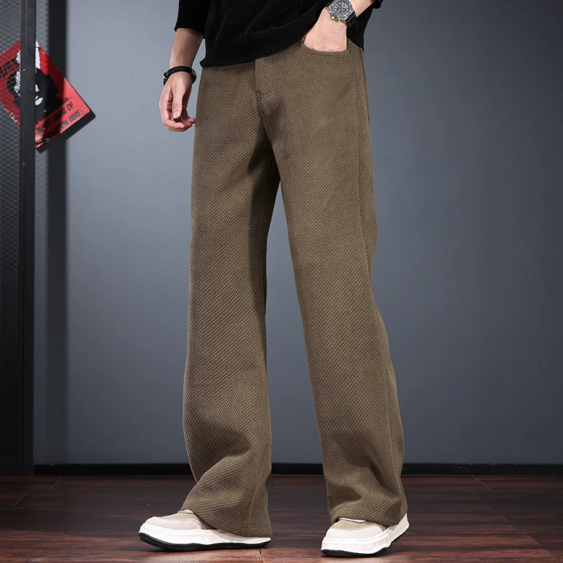 潮牌灯芯绒休闲裤男2025新款秋冬季宽松直筒裤垂感高街美式微喇裤